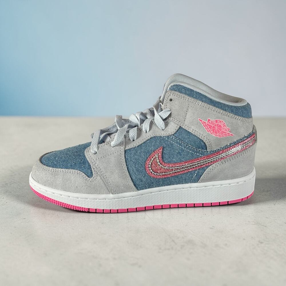 Air Jordan 1 Mid GS “Denim Sequin”